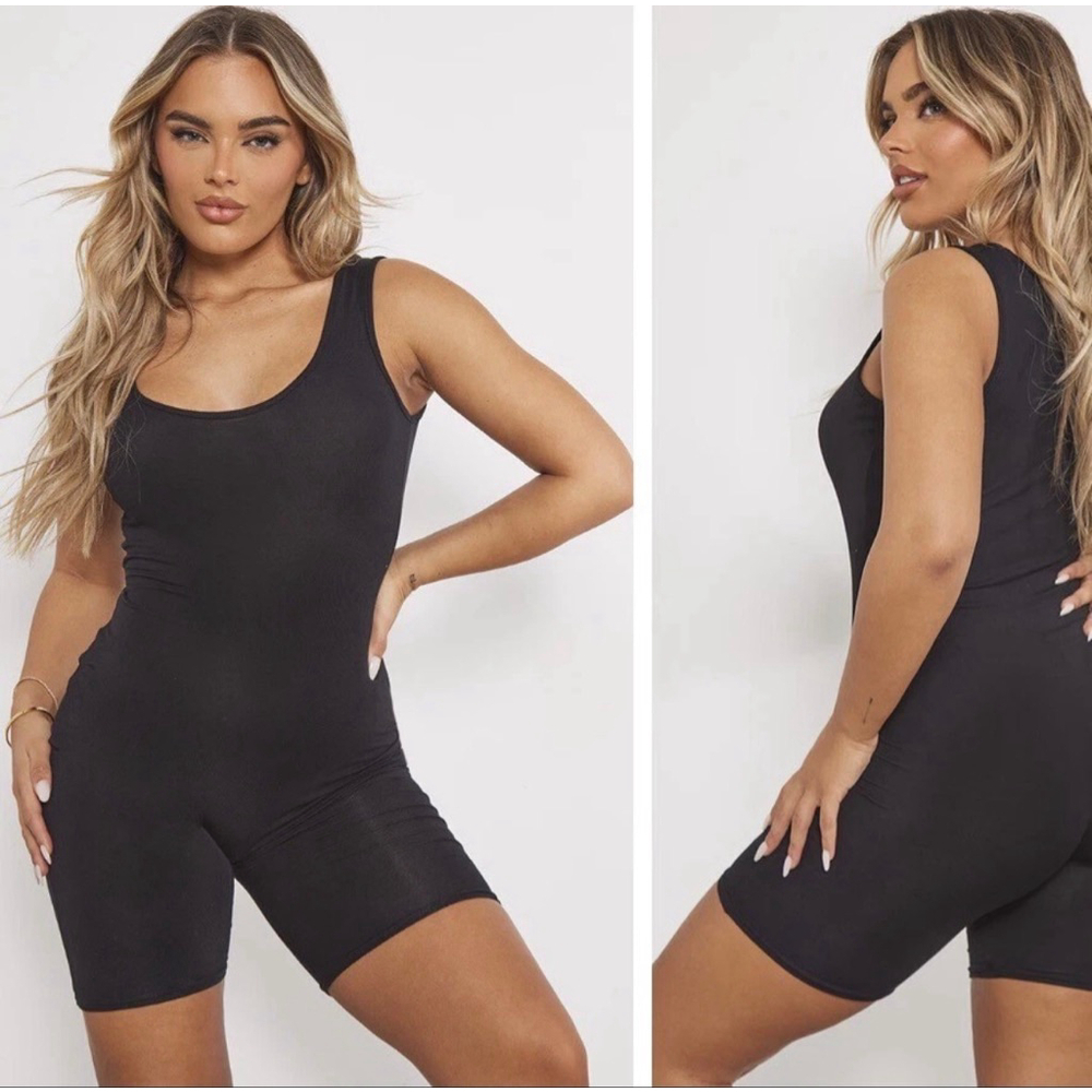 PrettyLittleThing Black Sleeveless Romper Unitard